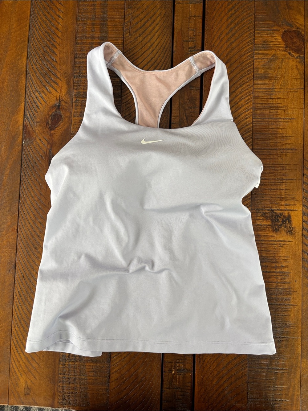 Nike White and Light Peach Racerback Tank Top